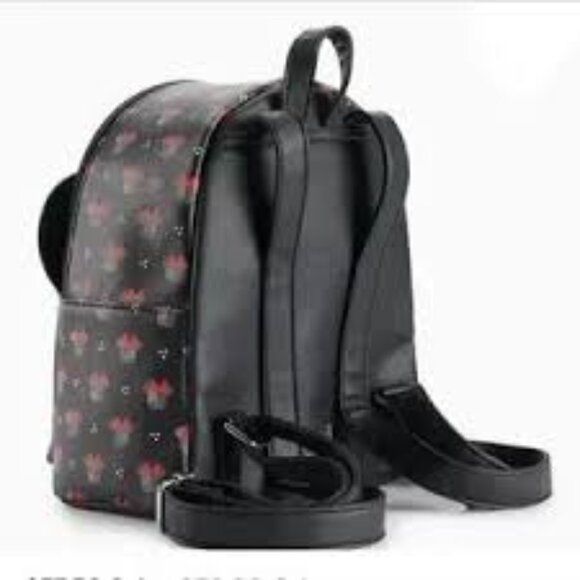 Disney Minnie Mouse Backpack Danielle Nicole DANI Black with Ears & Bow Pattern - Picture 6 of 12